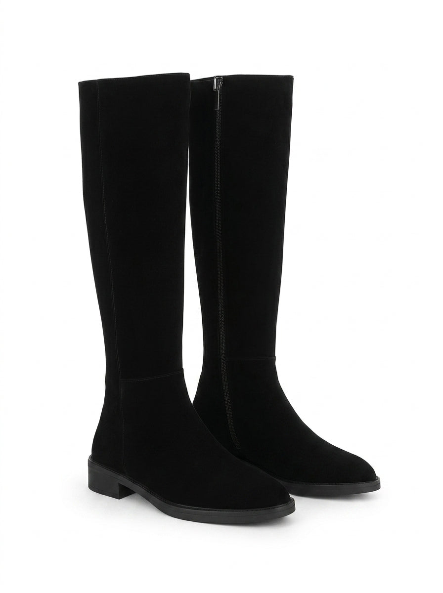 Fitted Low Heel Knee High Boots