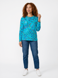 Long Sleeve Leaf Print Blouse