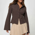 Classic Pinstripe Long Sleeve Blouse