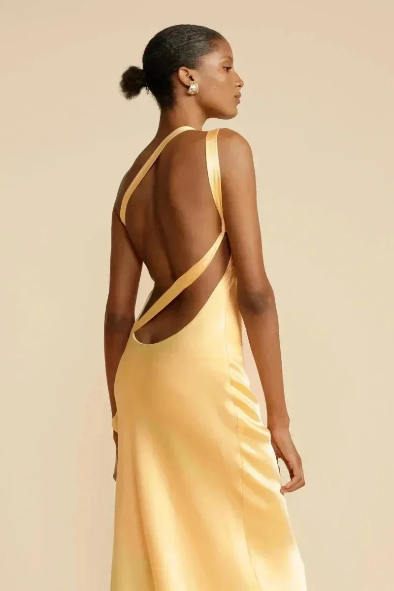Satin One-Shoulder Evening Dress