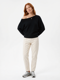 Ribbed Relaxed One-Shoulder Sweater