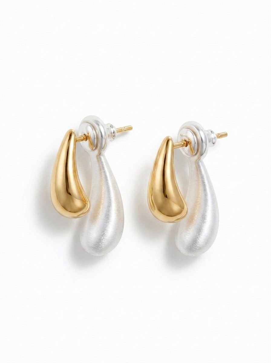 Modern Two-Tone Drop Earrings