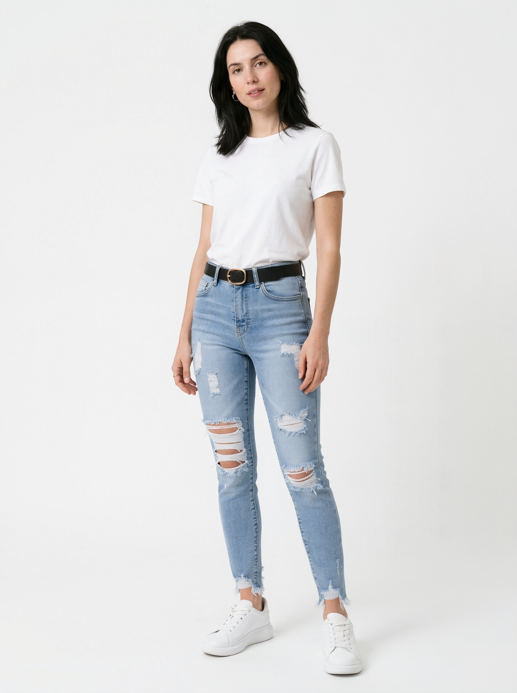 Ripped High-Waist Skinny Jeans