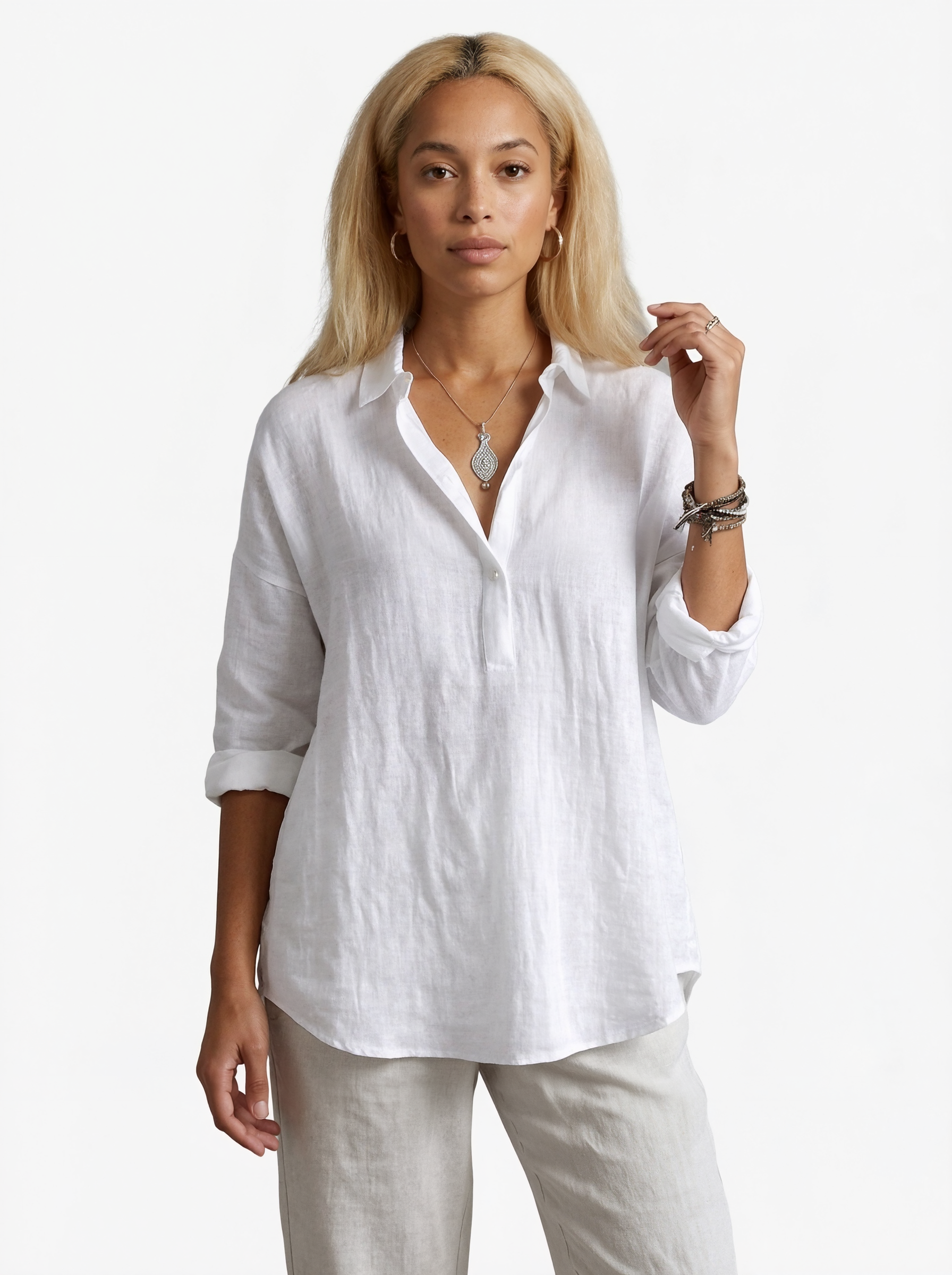 Linen V-Neck Blouse