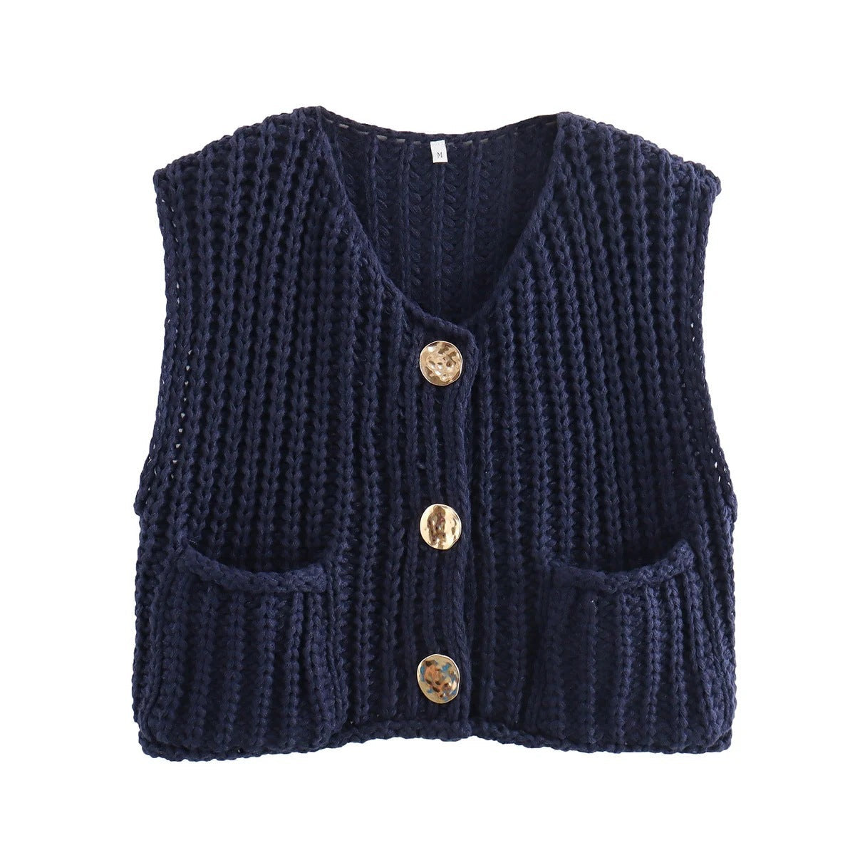 Knit Sleeveless Button Cardigan
