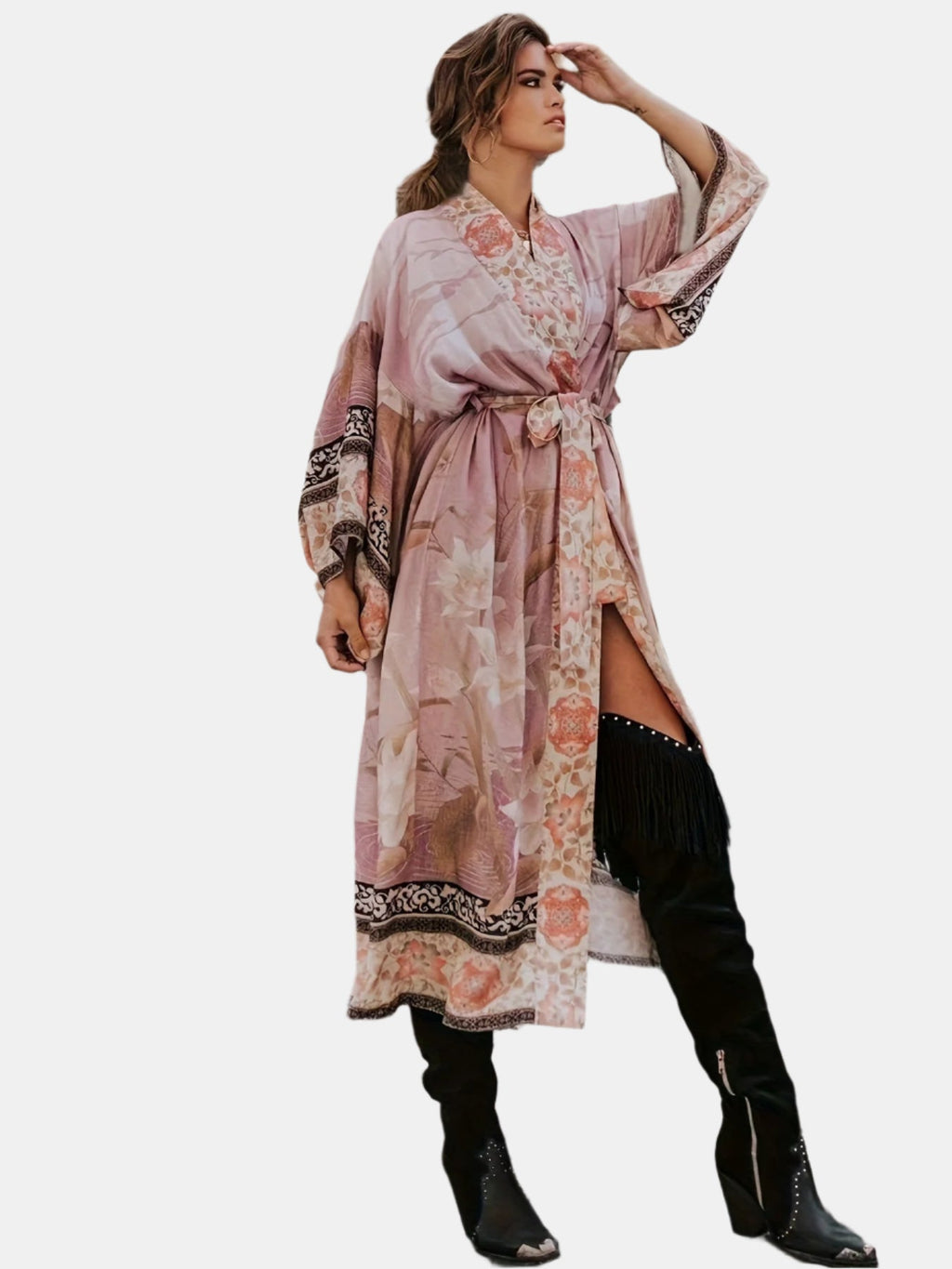 Floral Long Sleeve Maxi Kimono