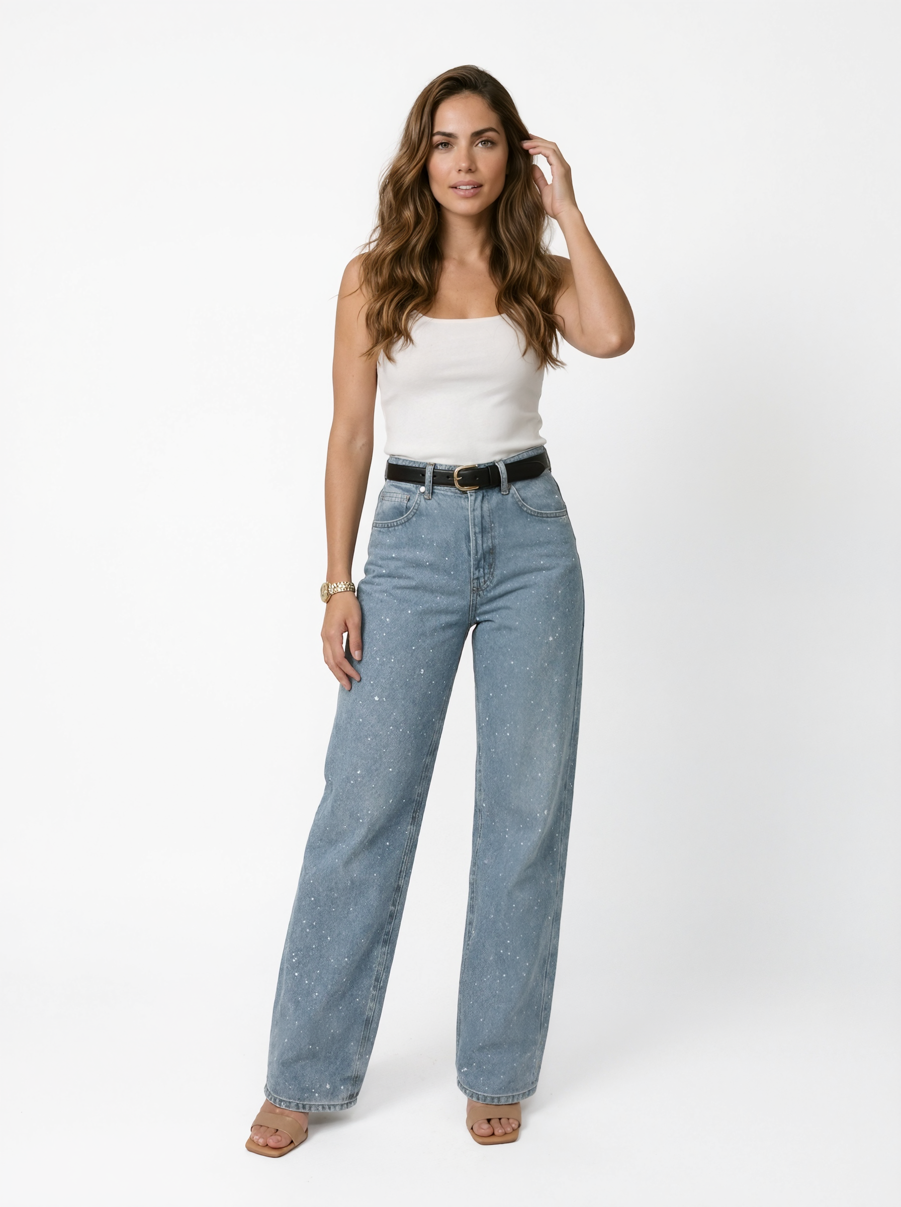 Glitter High-Waist Jeans