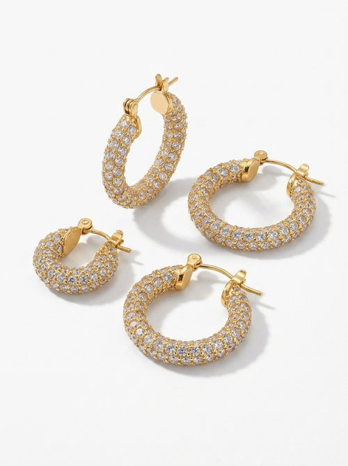 Chunky Pavé Zirconia Hoop Earrings
