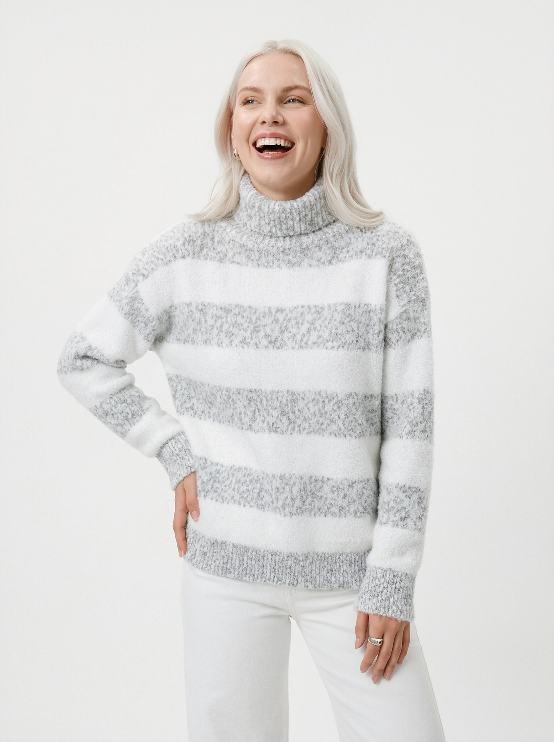 Soft Striped Turtleneck Sweater