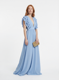 Pleated Ruffle Maxi Dress