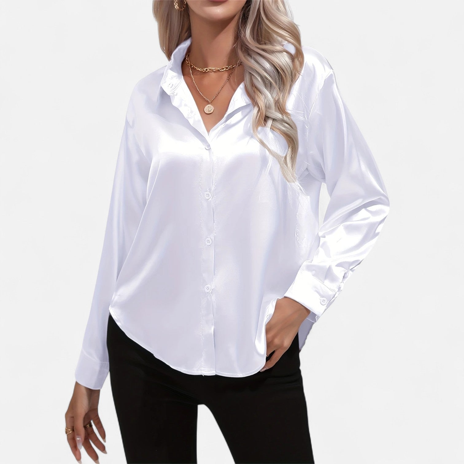 Satin Long Sleeve Blouse