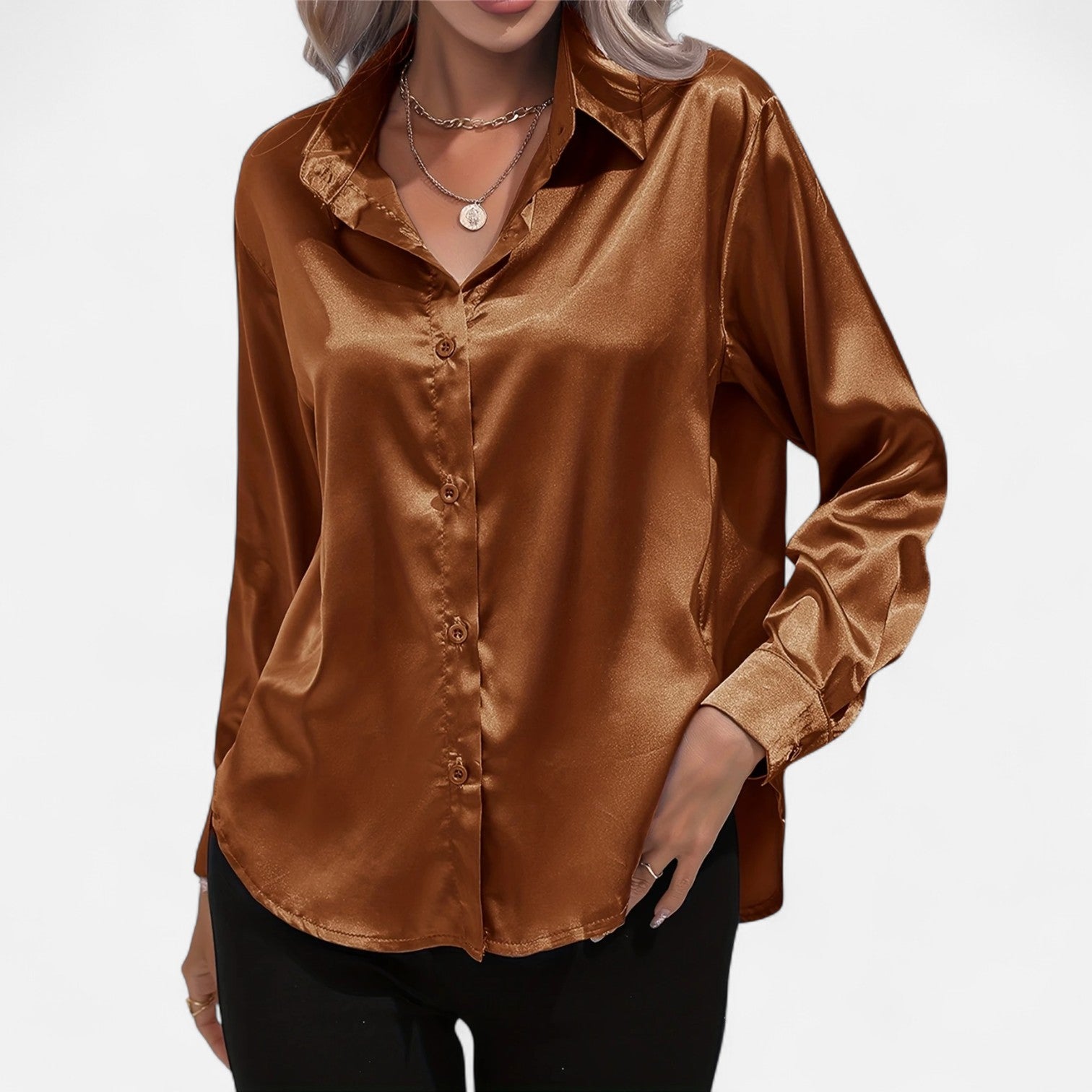 Satin Long Sleeve Blouse