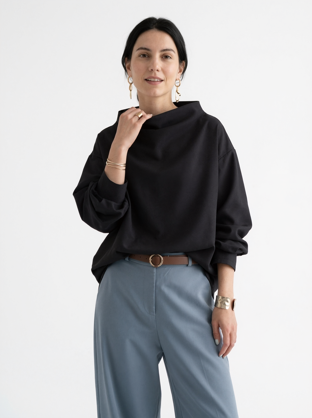 Oversized High Collar Blouse