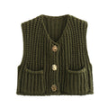 Knit Sleeveless Button Cardigan