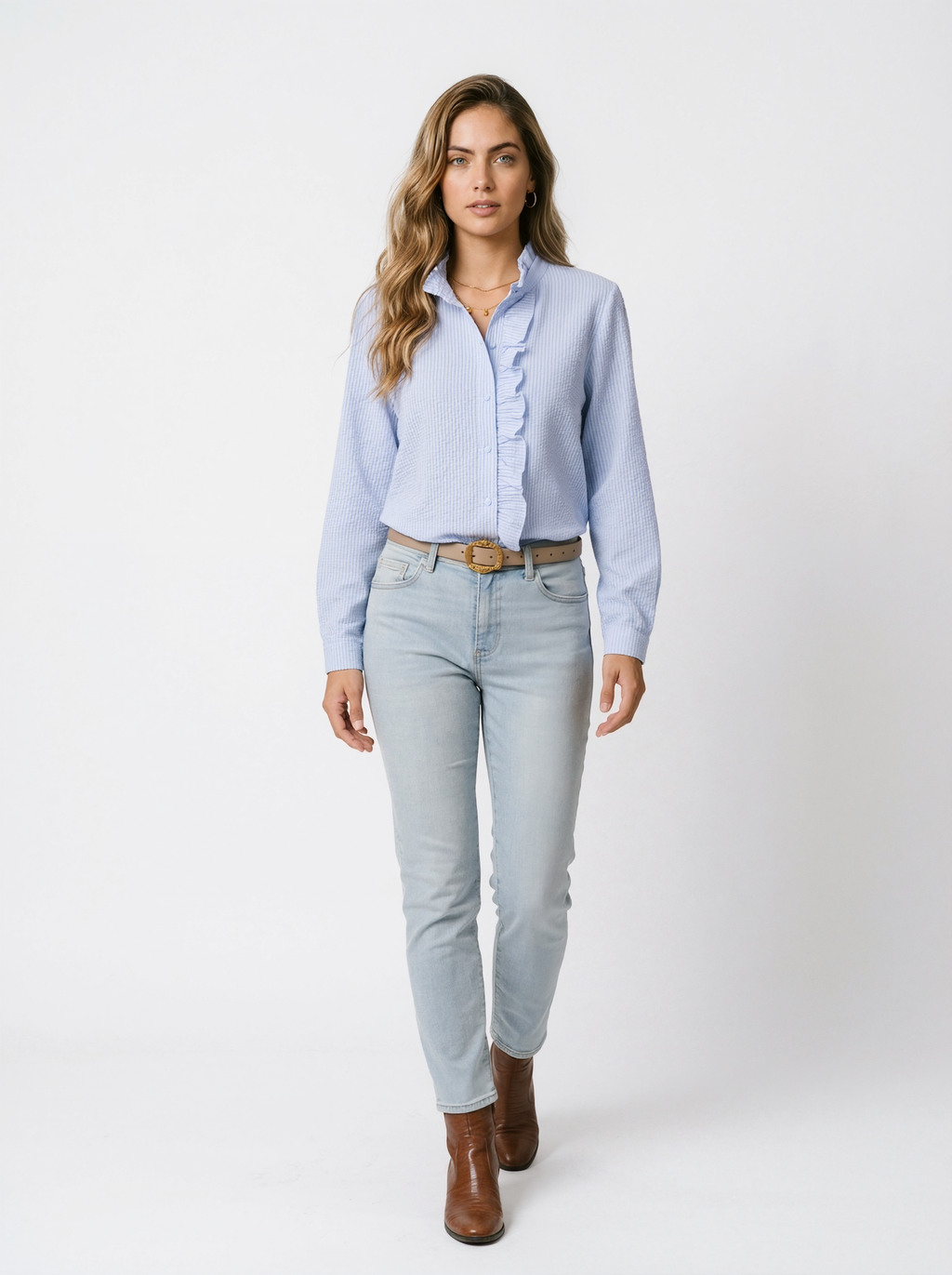 Ruffled Striped Blouse