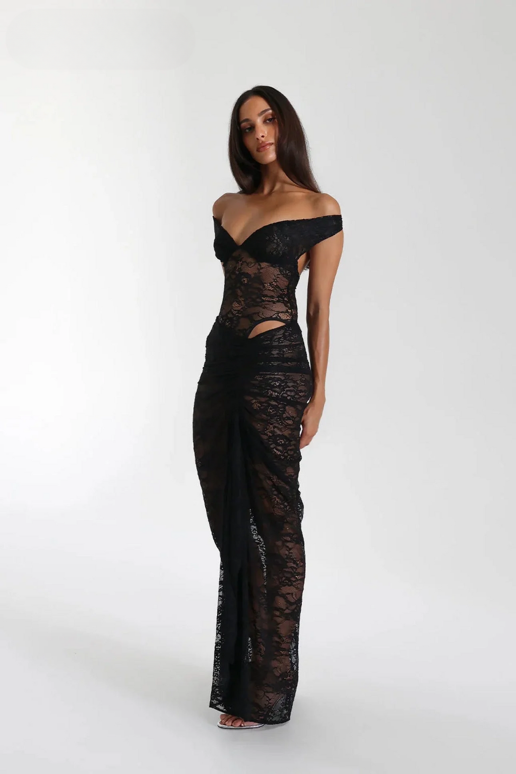 Sheer Lace Midi Dress