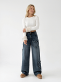 Relaxed Fit Heart Cutout Jeans