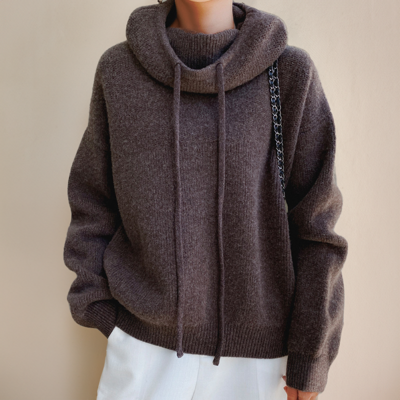 Textured Knit Cowl Neck Sweater