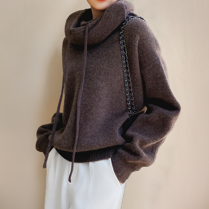 Textured Knit Cowl Neck Sweater