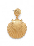 Textured Gold Shell Drop Earrings