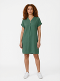 V-Neck Pleated Midi Dress
