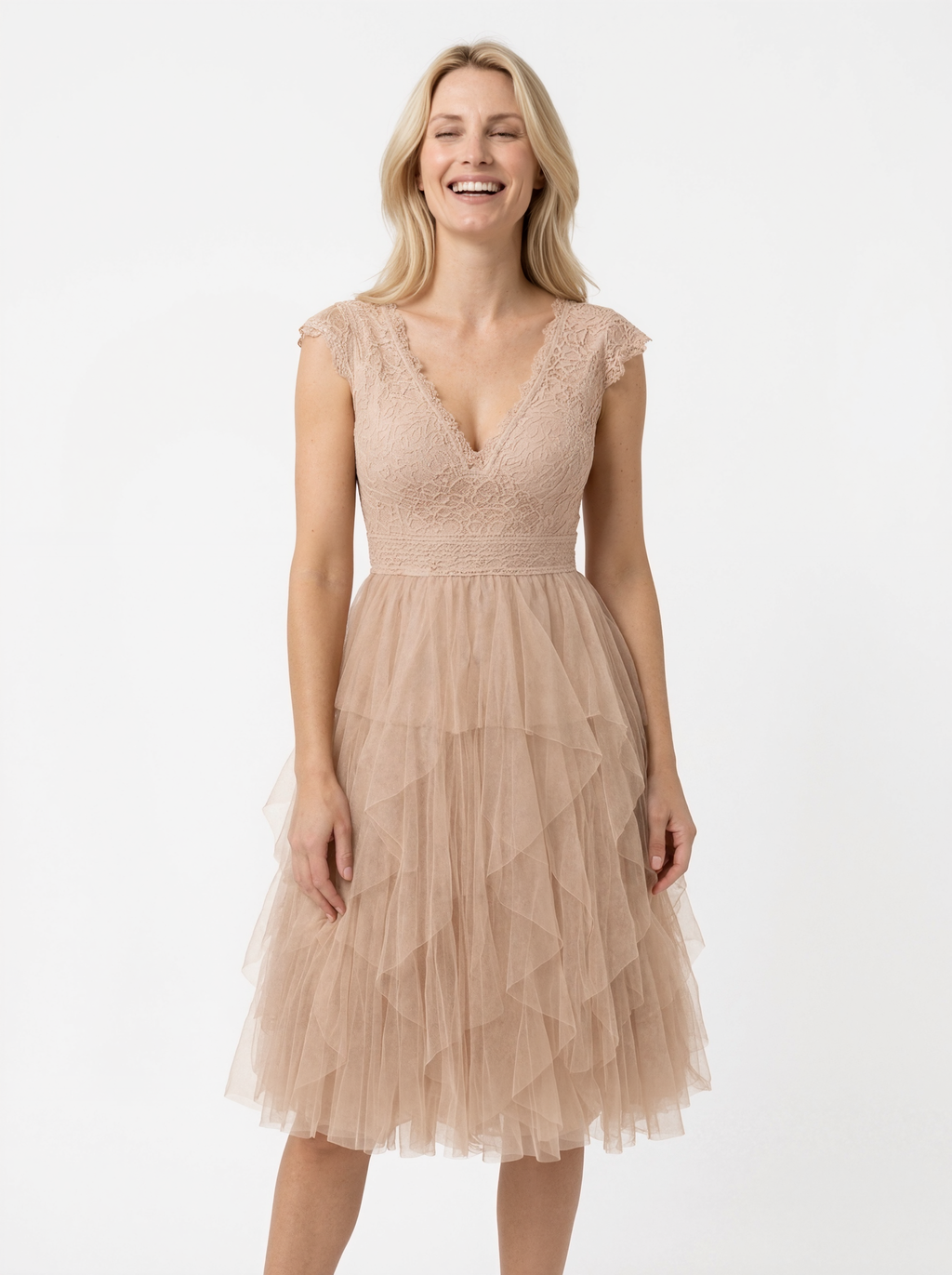Ruched Tulle Mini Dress