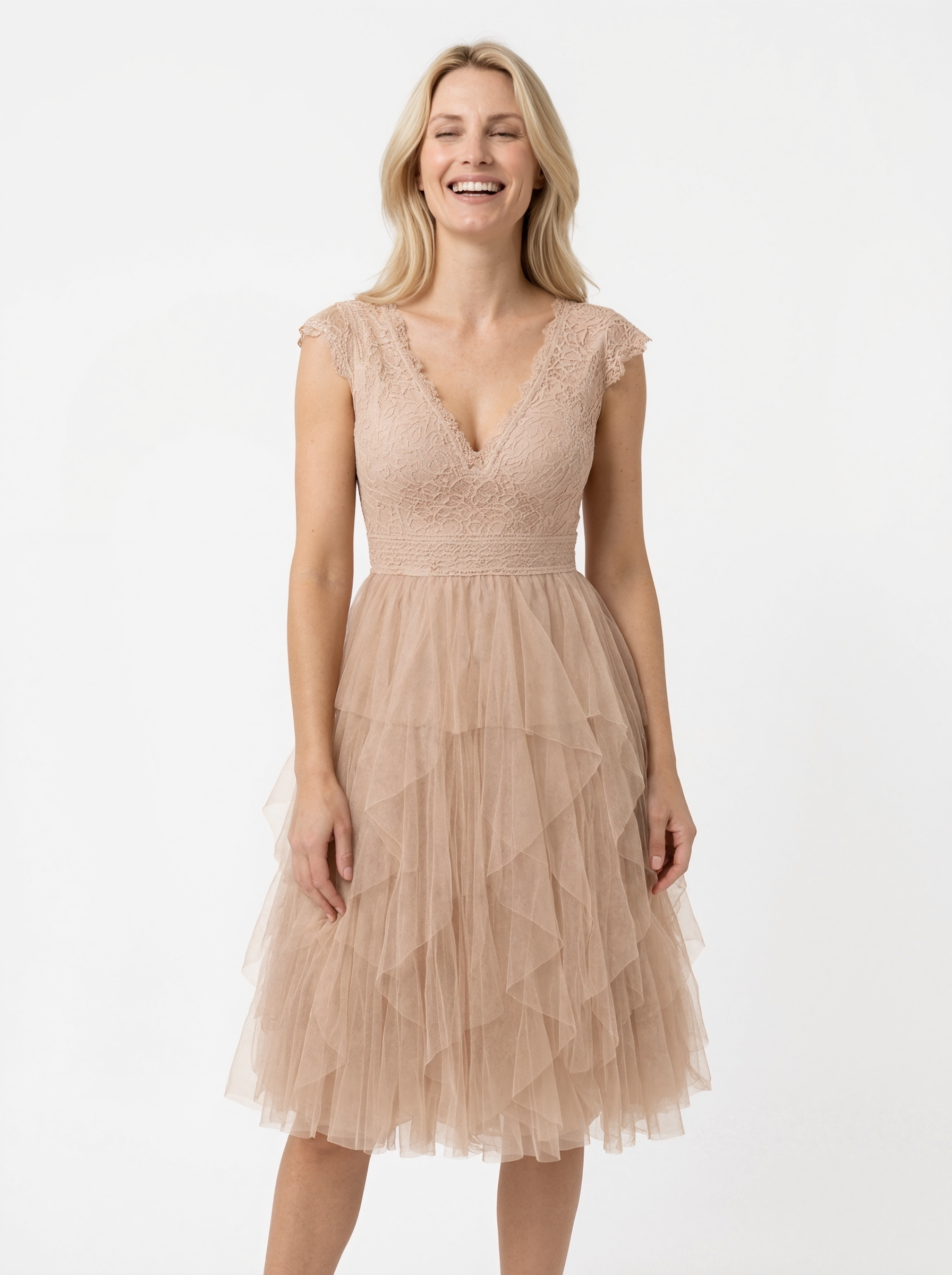 Ruched Tulle Mini Dress