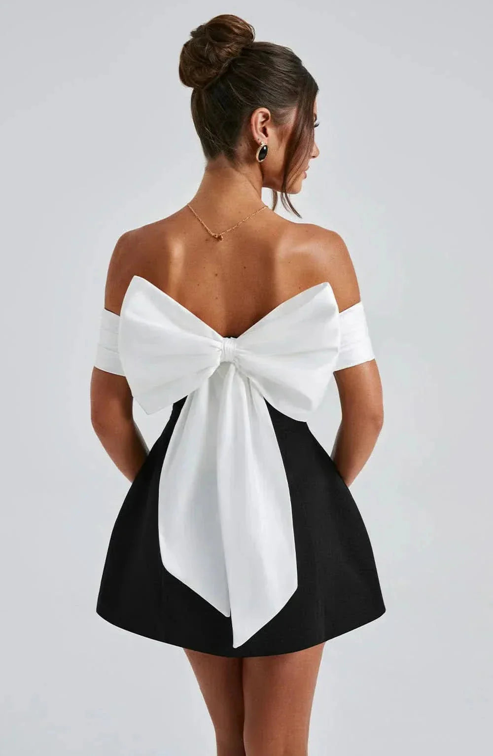 Off-Shoulder Bow Mini Dress