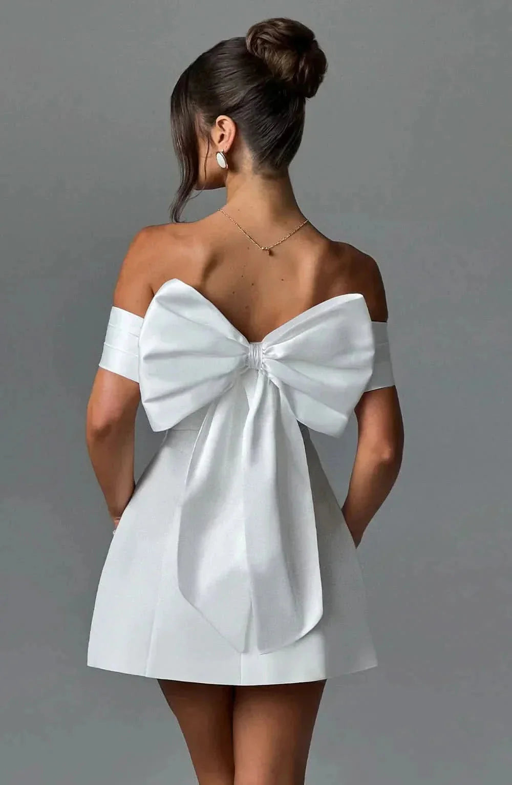 Off-Shoulder Bow Mini Dress
