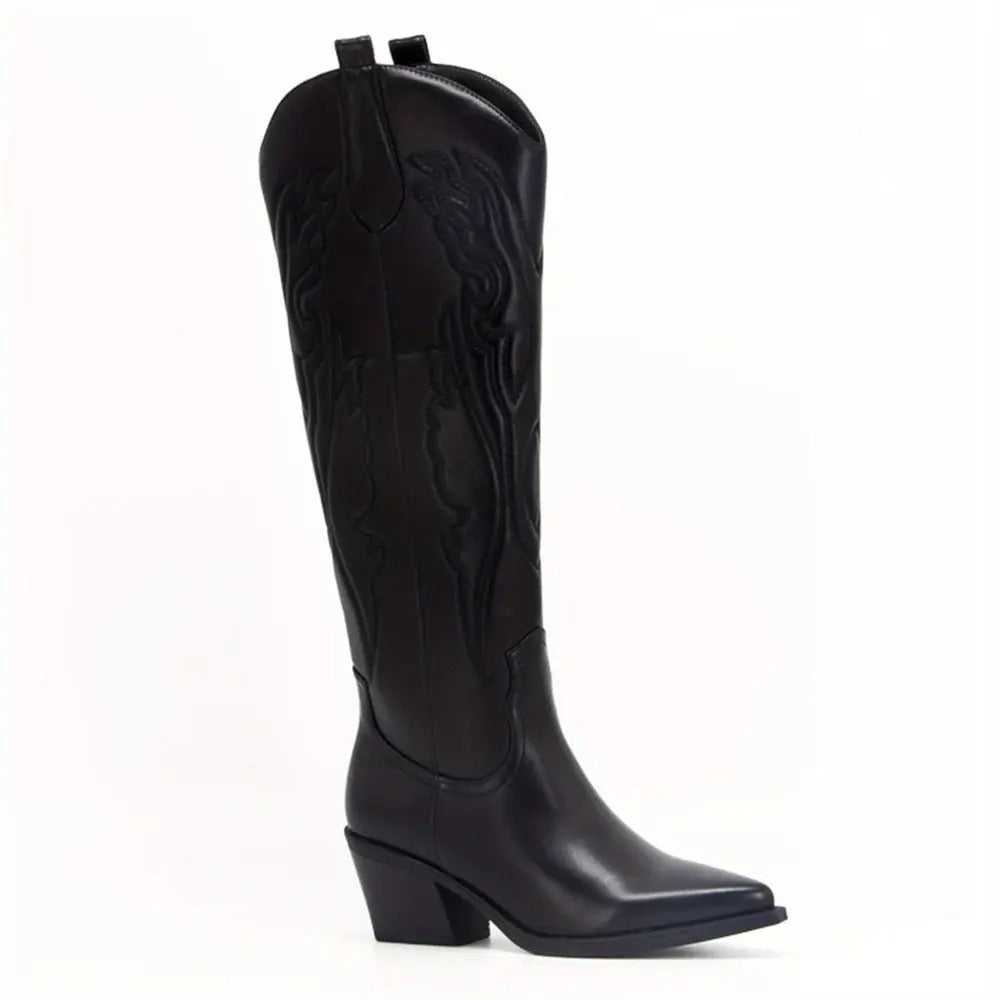 Knee High Block Heel Cowboy Boots
