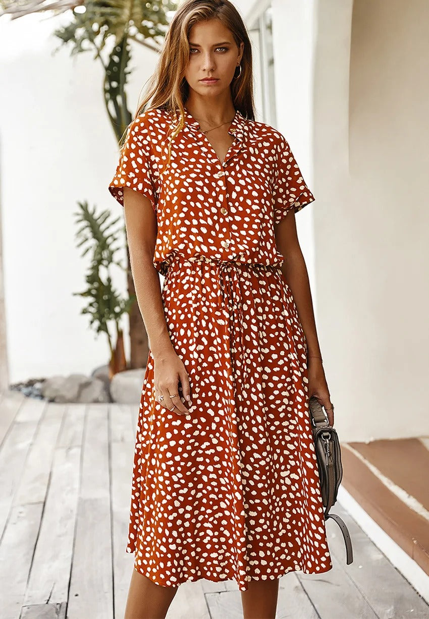 Lightweight Spot Midi Dress