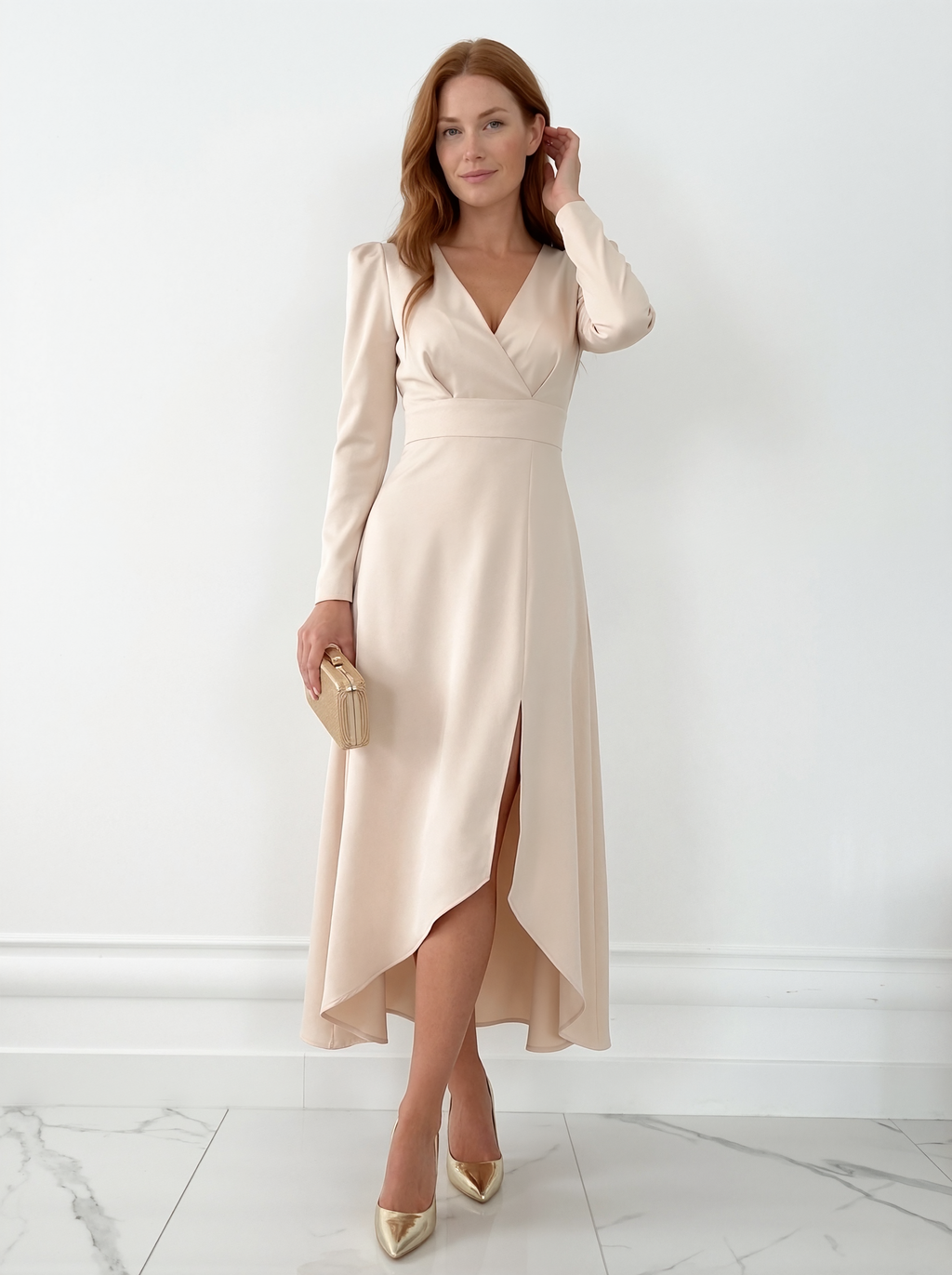Cocktail V-Neck Midi Dress