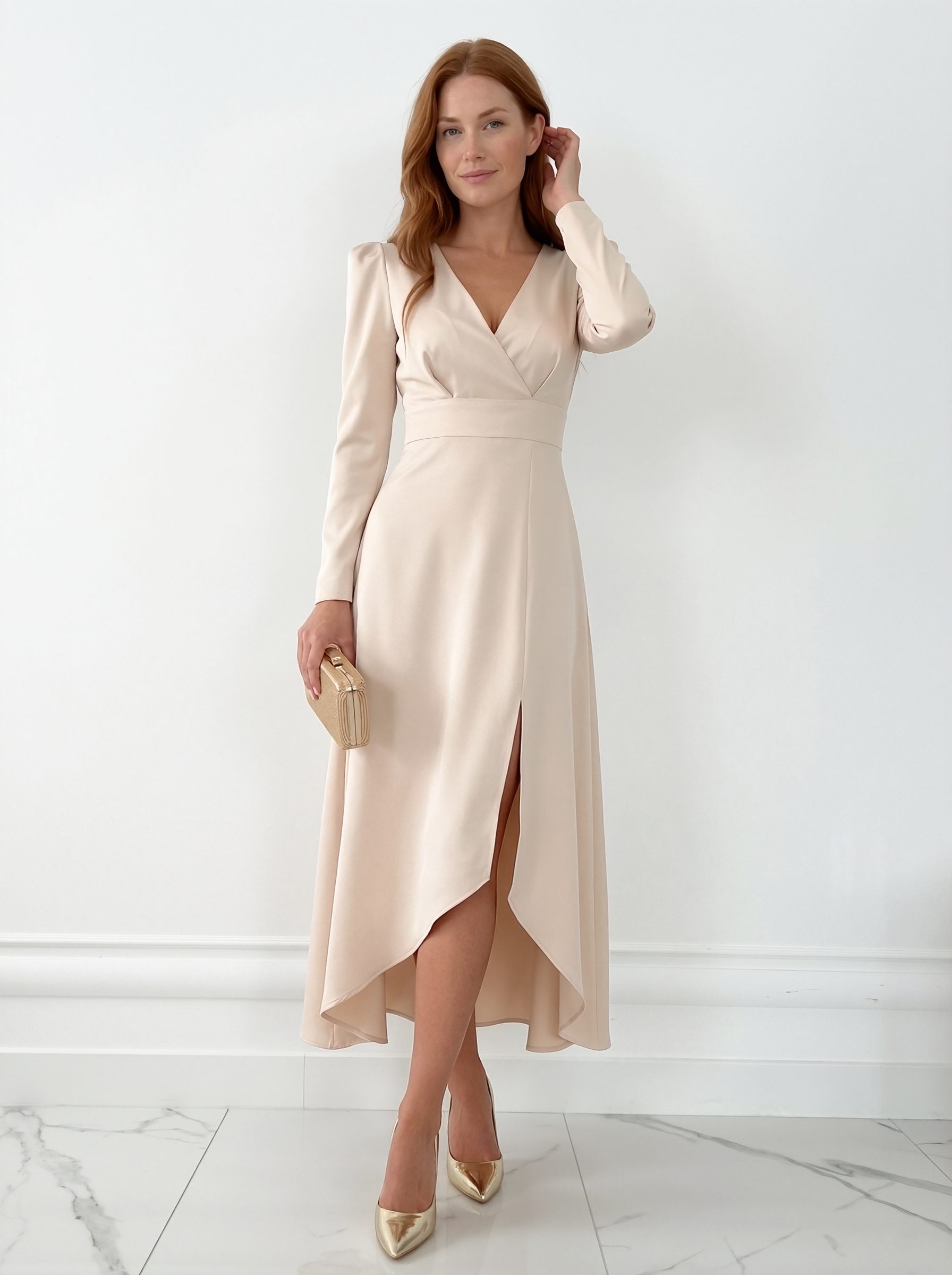 Cocktail V-Neck Midi Dress