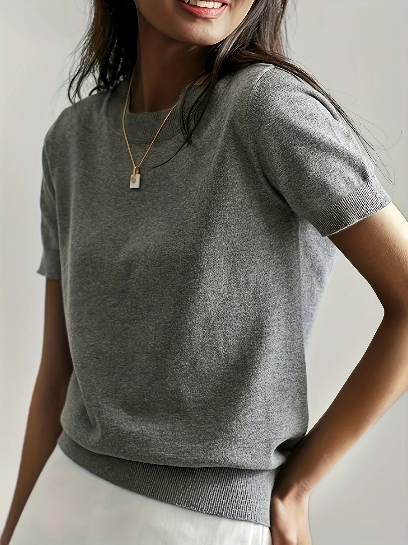 Soft Knit Short Sleeve Sweater