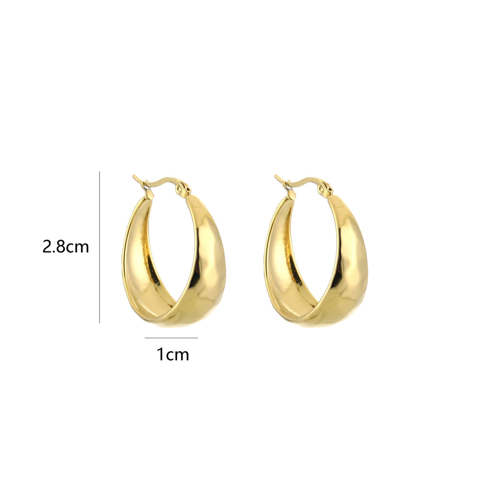 Chunky Gold Tone Stainless Steel Hoop Earrings