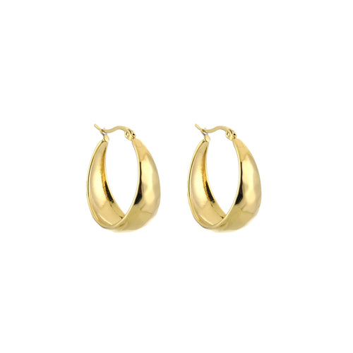 Chunky Gold Tone Stainless Steel Hoop Earrings