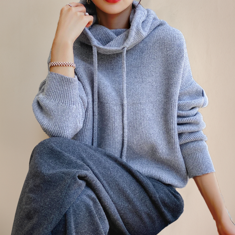 Textured Knit Cowl Neck Sweater