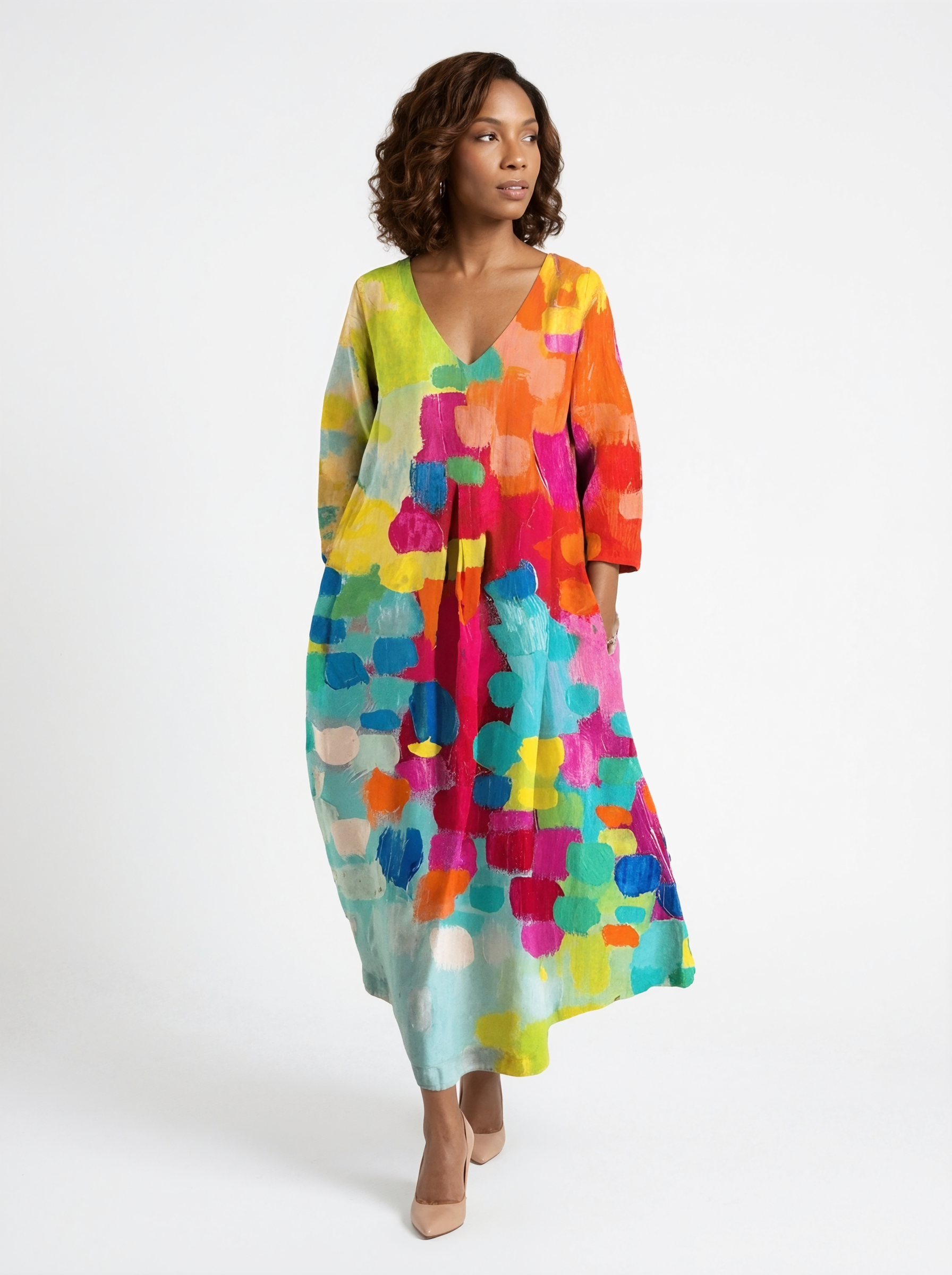Colorful Abstract Print A-Line Dress