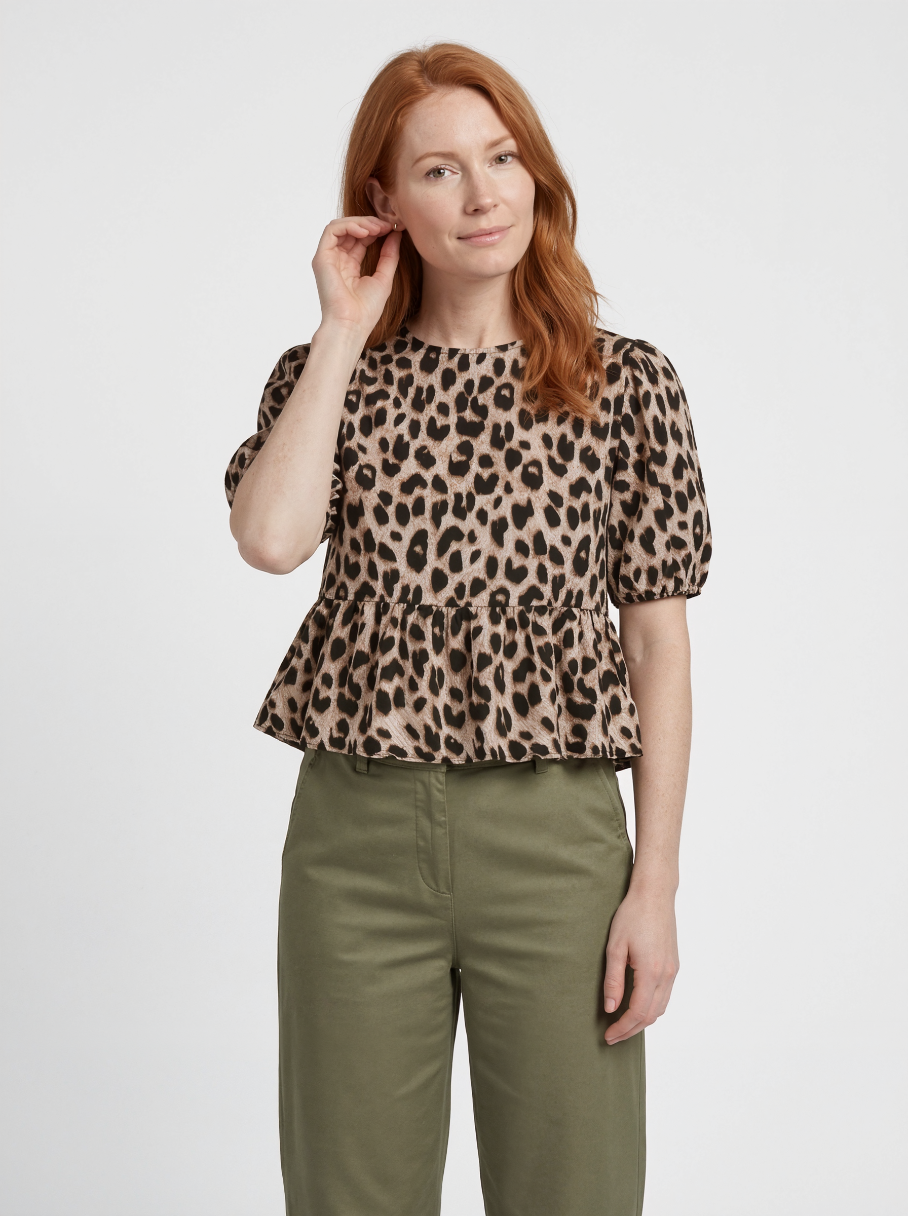 Leopard Peplum Top