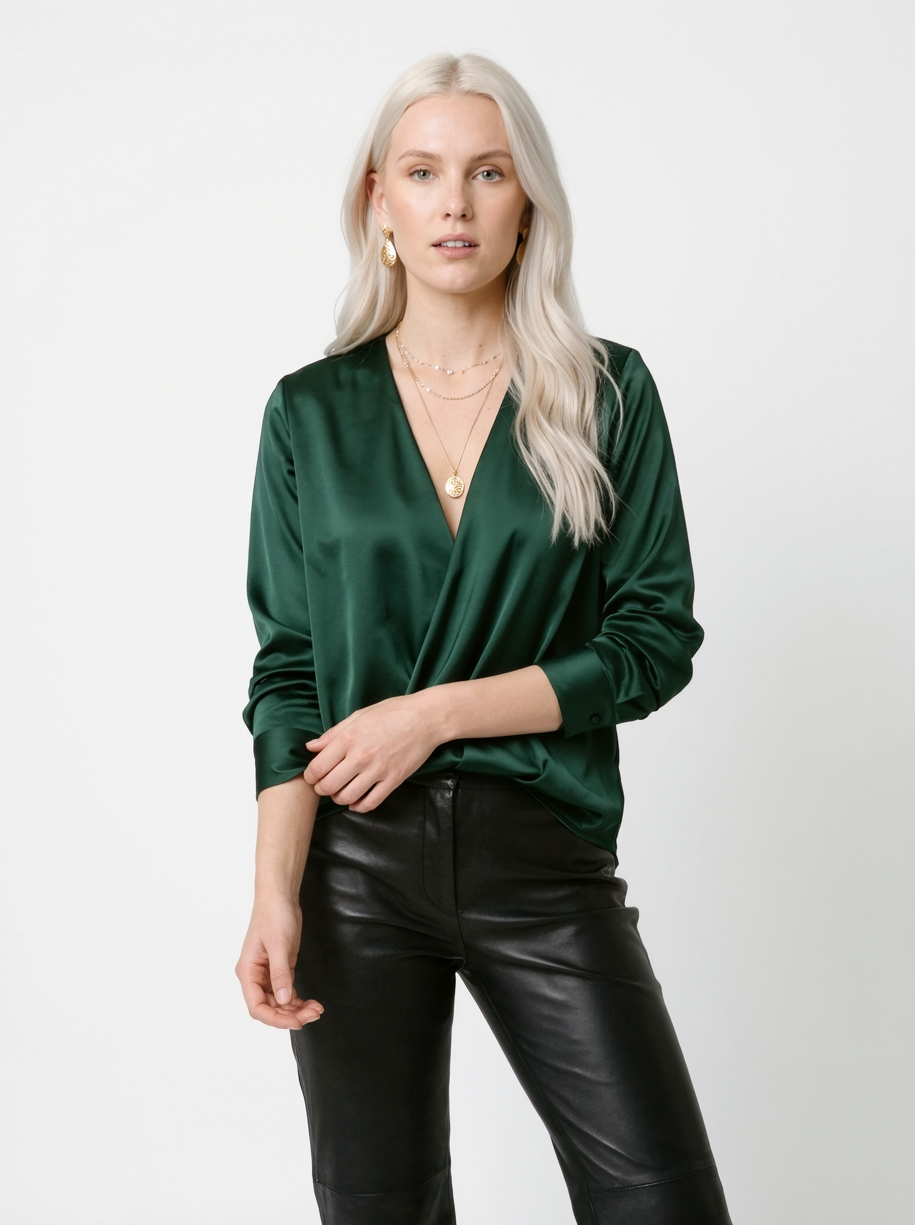 Casual Satin V-Neck Blouse