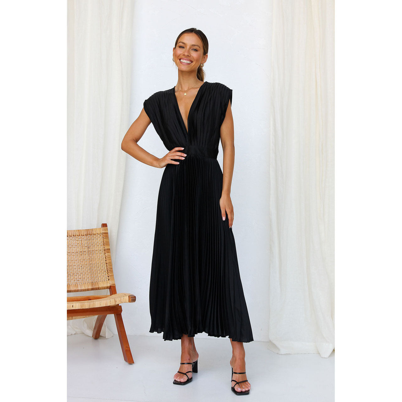 Pleated Midi Dress