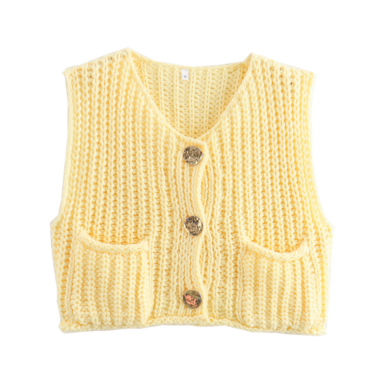 Knit Sleeveless Button Cardigan