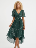 Floral High-Low Wrap Dress