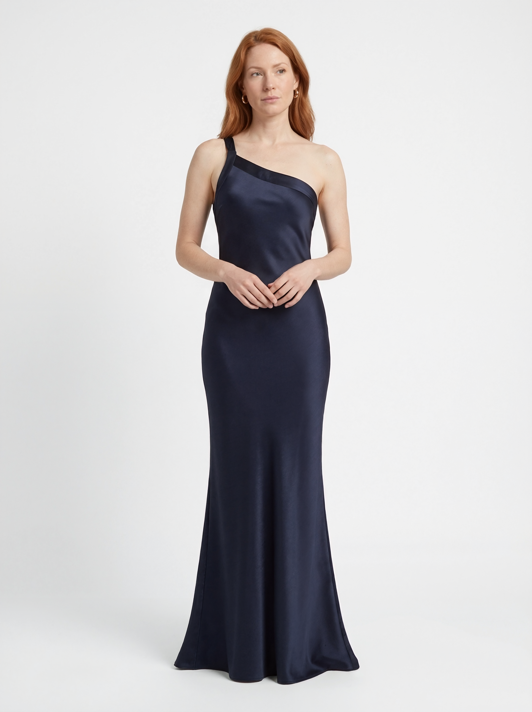 Satin One-Shoulder Evening Dress