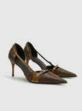 Snake Print Buckle Heels