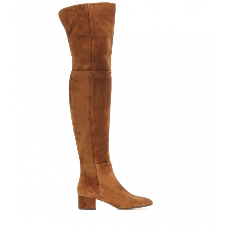 Tan Suede Over-the-Knee Boots