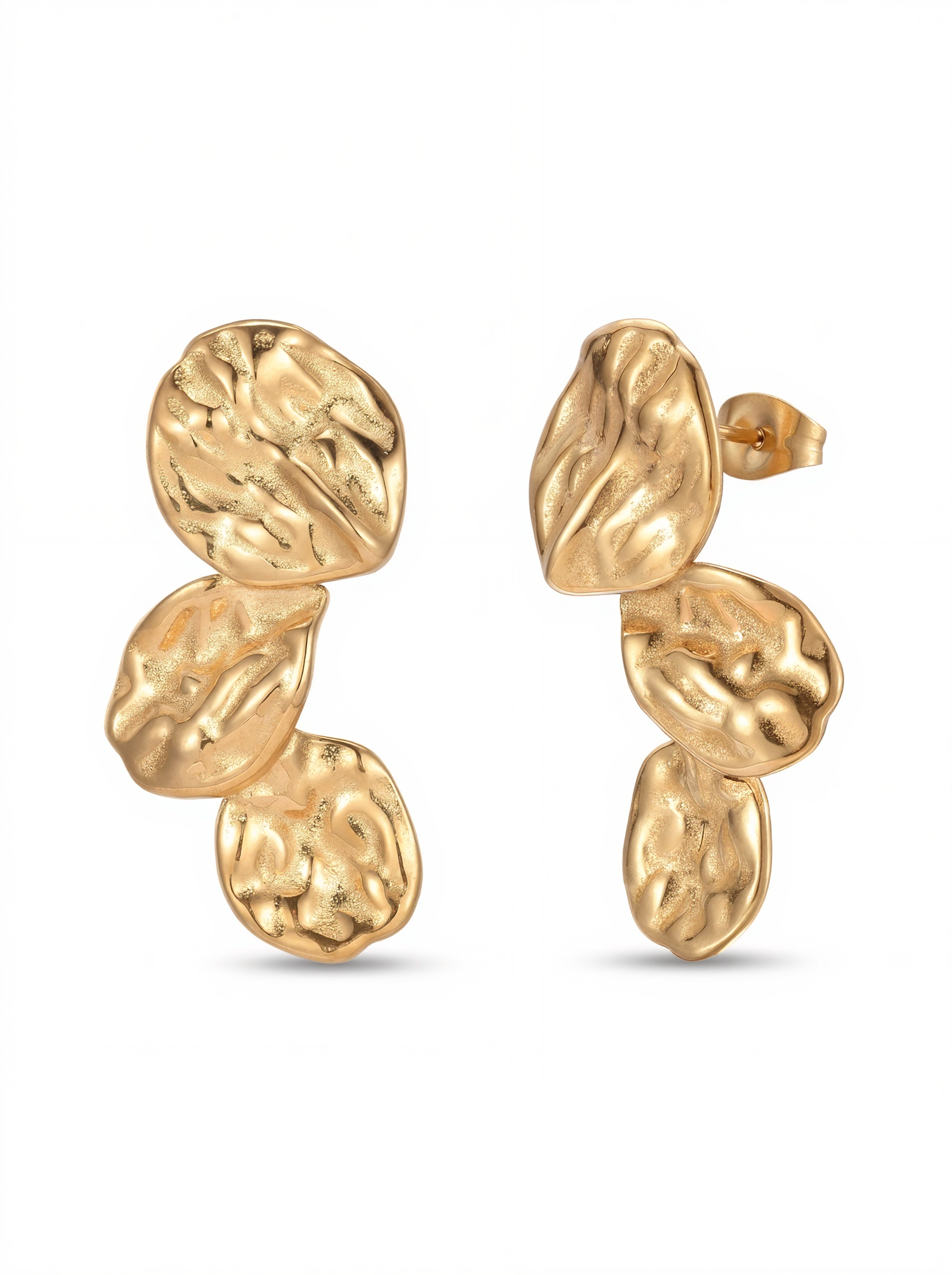 Hammered Gold Drop Earrings