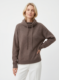 Relaxed Drawstring Cowl Neck Sweater