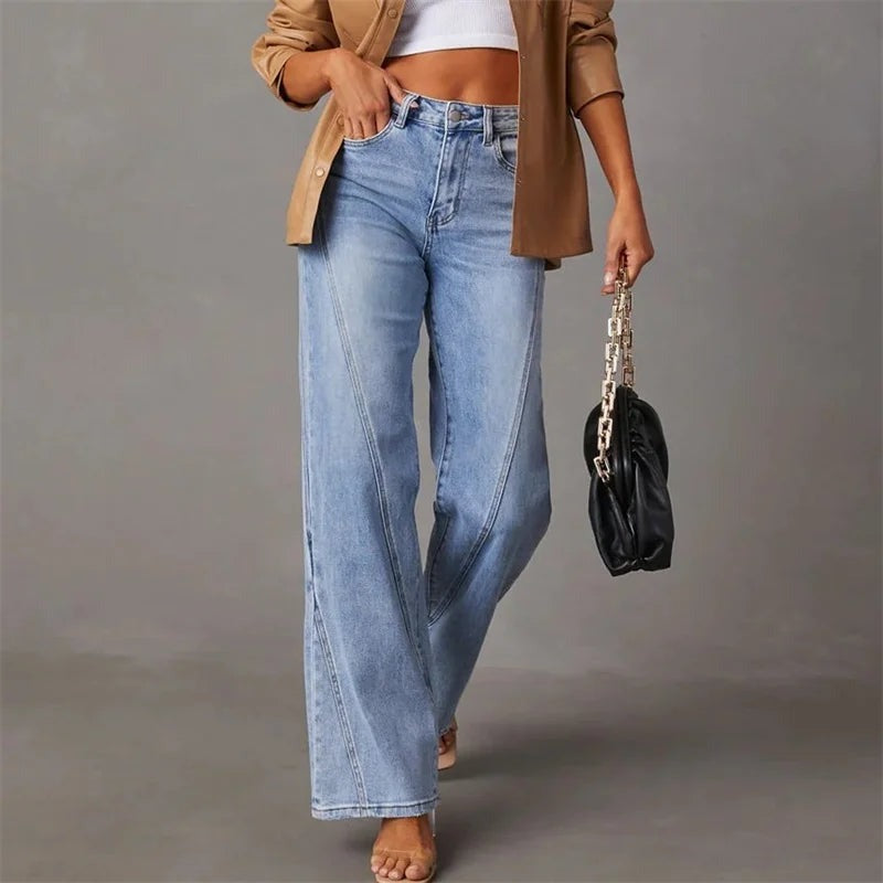Wide Leg Denim Trousers