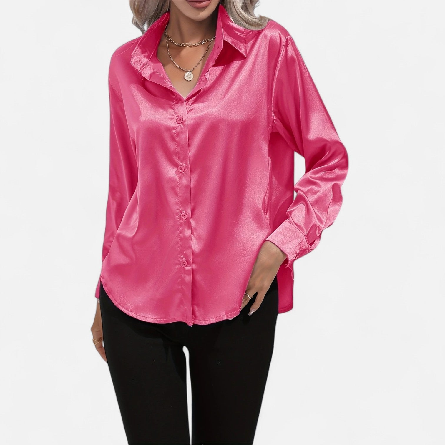 Satin Long Sleeve Blouse